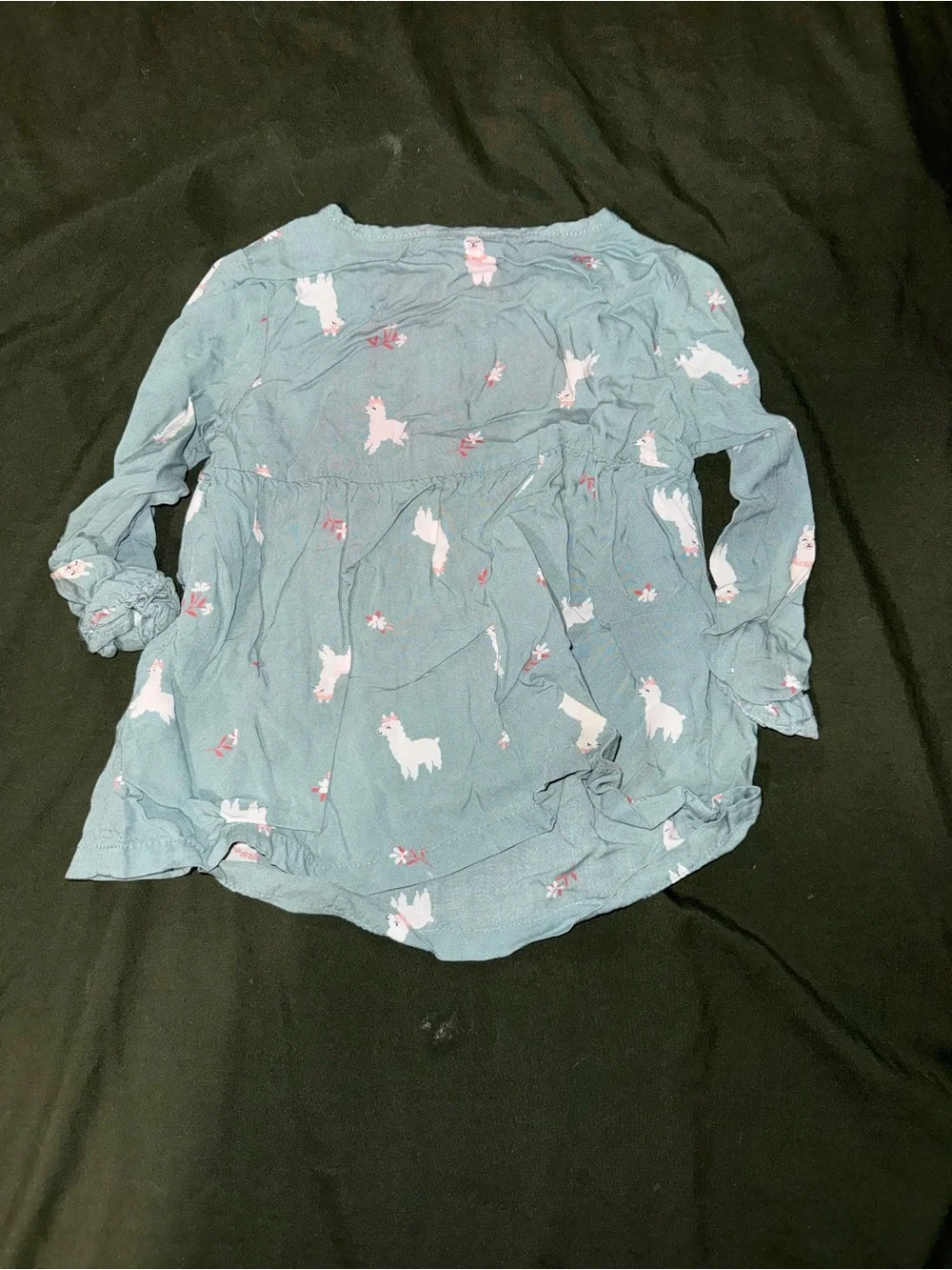 Carter's Teal Long-Sleeve Top with Subtle White Prints
